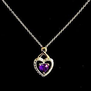 AQJ Gold Vermeil & Amethyst Heart Necklace